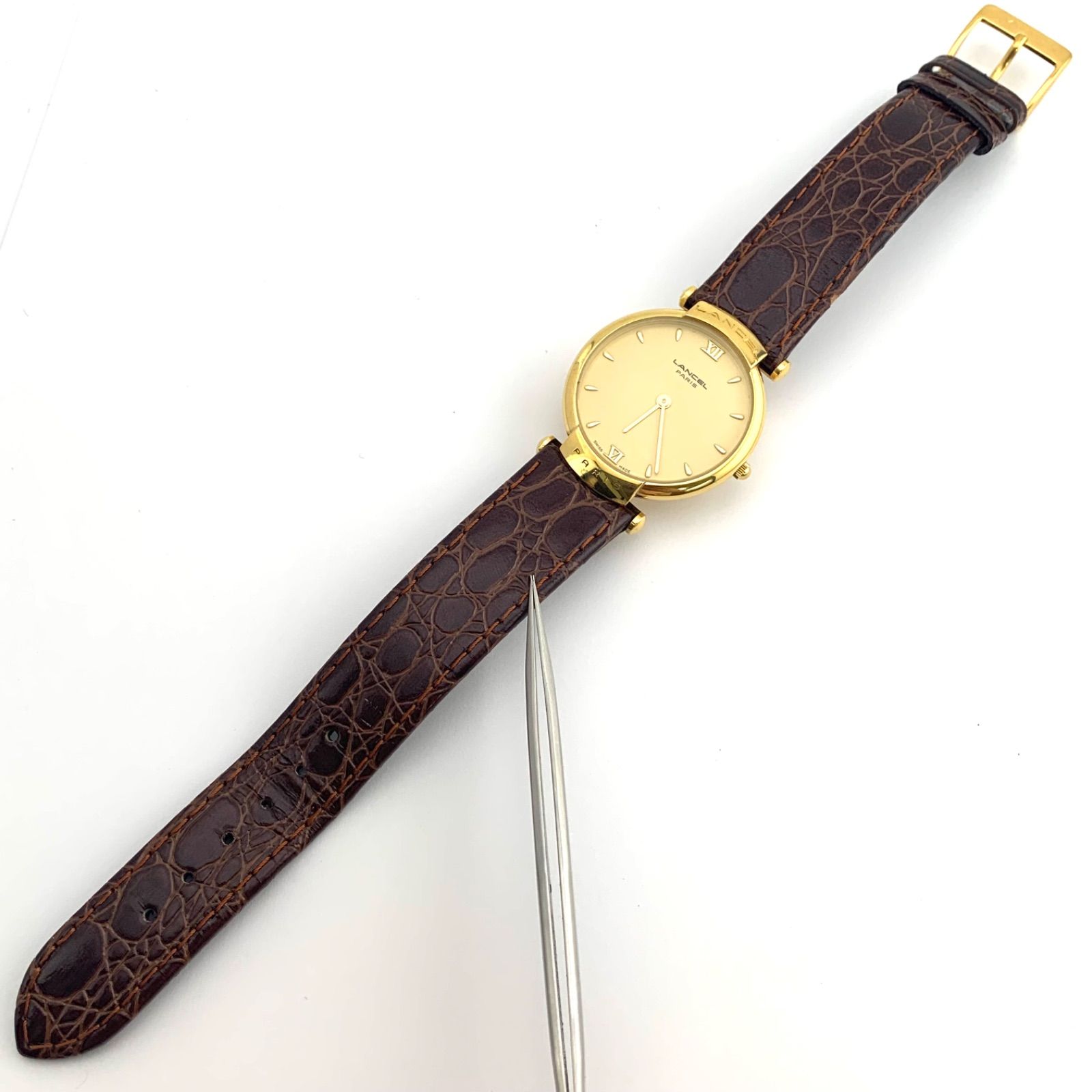 中古】LANCEL 8602 Swiss Made 腕時計 ゴールド/ブラウン - メルカリ