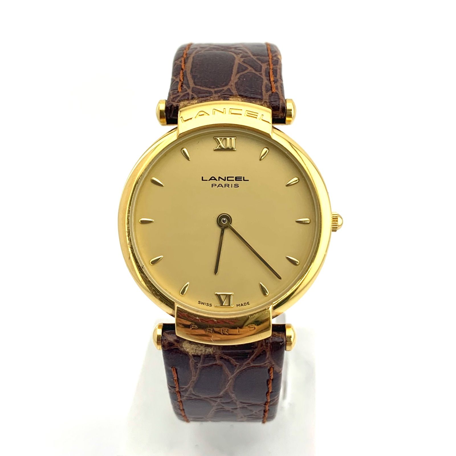 中古】LANCEL 8602 Swiss Made 腕時計 ゴールド/ブラウン - メルカリ