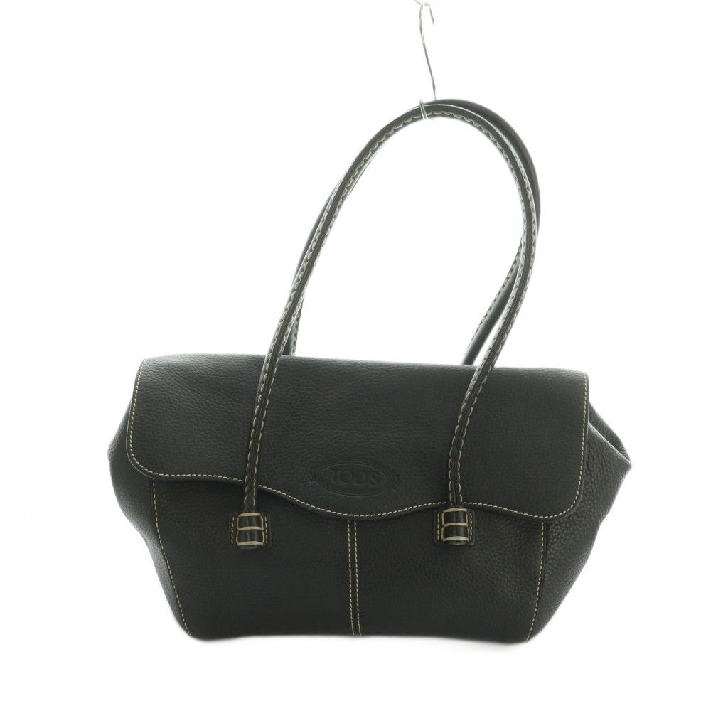 TOD'S Corniche Wave トートバッグ トッズ 黒 トッズ TOD'S CORNICHE WAVE トートバッグ レザー フラップ 黒 /MI
