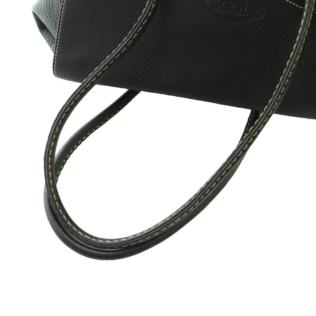 トッズ TOD'S CORNICHE WAVE トートバッグ レザー フラップ 黒 /MI