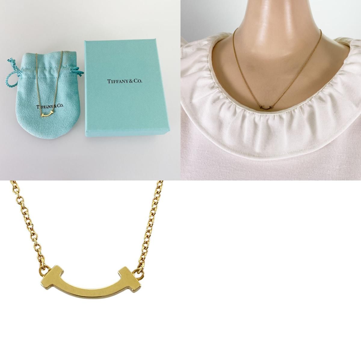 ティファニー TIFFANY&Co. Tスマイル ミニ K18YG ネックレス ss【中古 