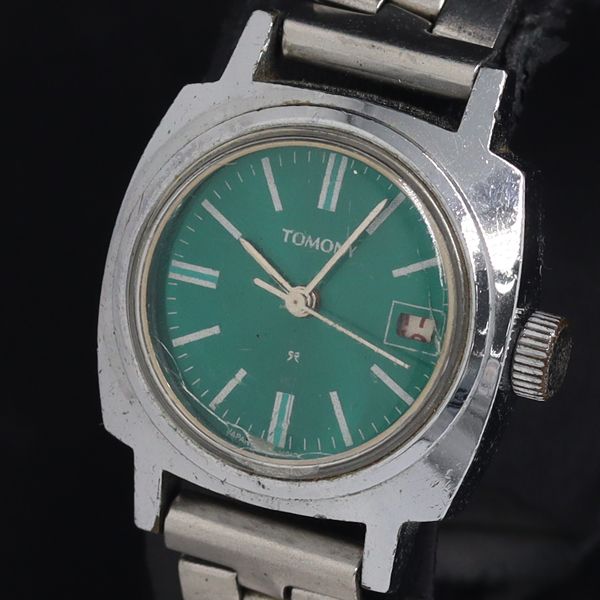 セイコー 手巻き トモニー メンズ グリーン文字盤 稼働 デイト SEIKO 
