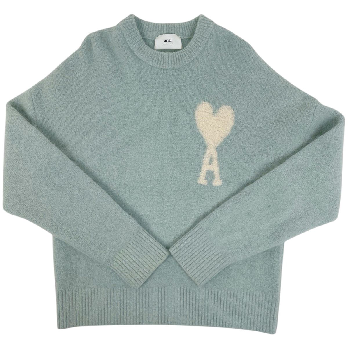 AMI Paris アミパリス ハートロゴ ニット セーター 水色 AMI PARIS アミパリス セーター ニット 水色 ハート アイスブルー L