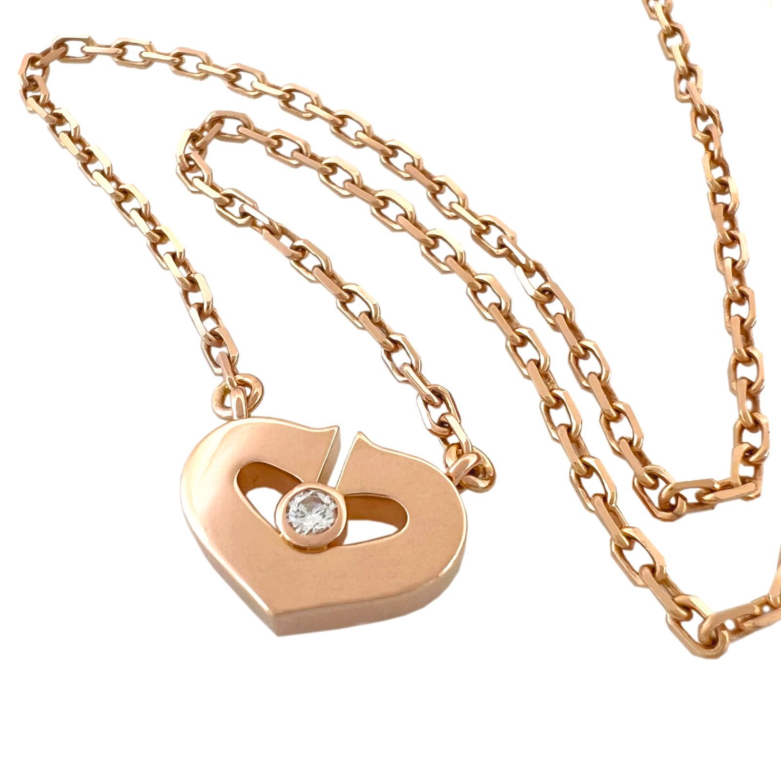 Cartier。カルティエ。750ネックレス。K18。 CARTIER カルティエ ネックレス Cハート 1P ダイヤモンド 750 K18 PG