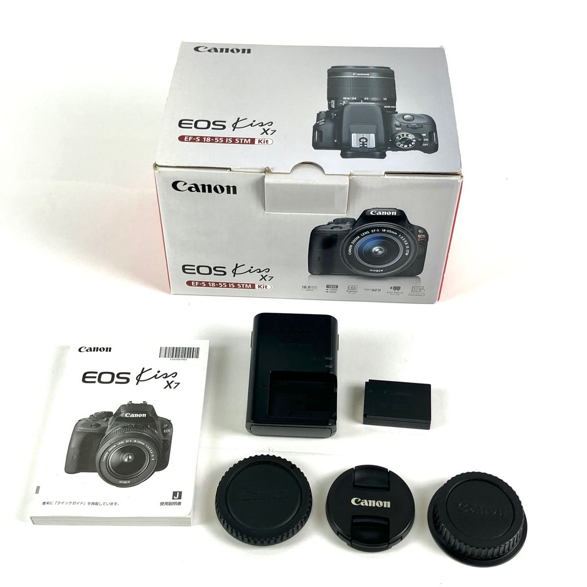 【中古】Canon キヤノン EOS Kiss X7 EF-S 18-55mm IS STM レンズキット ブラック デジタル一眼レフカメラ キヤノン EOS Kiss X7 EF-S18-55 IS STM レンズキット（ブラック