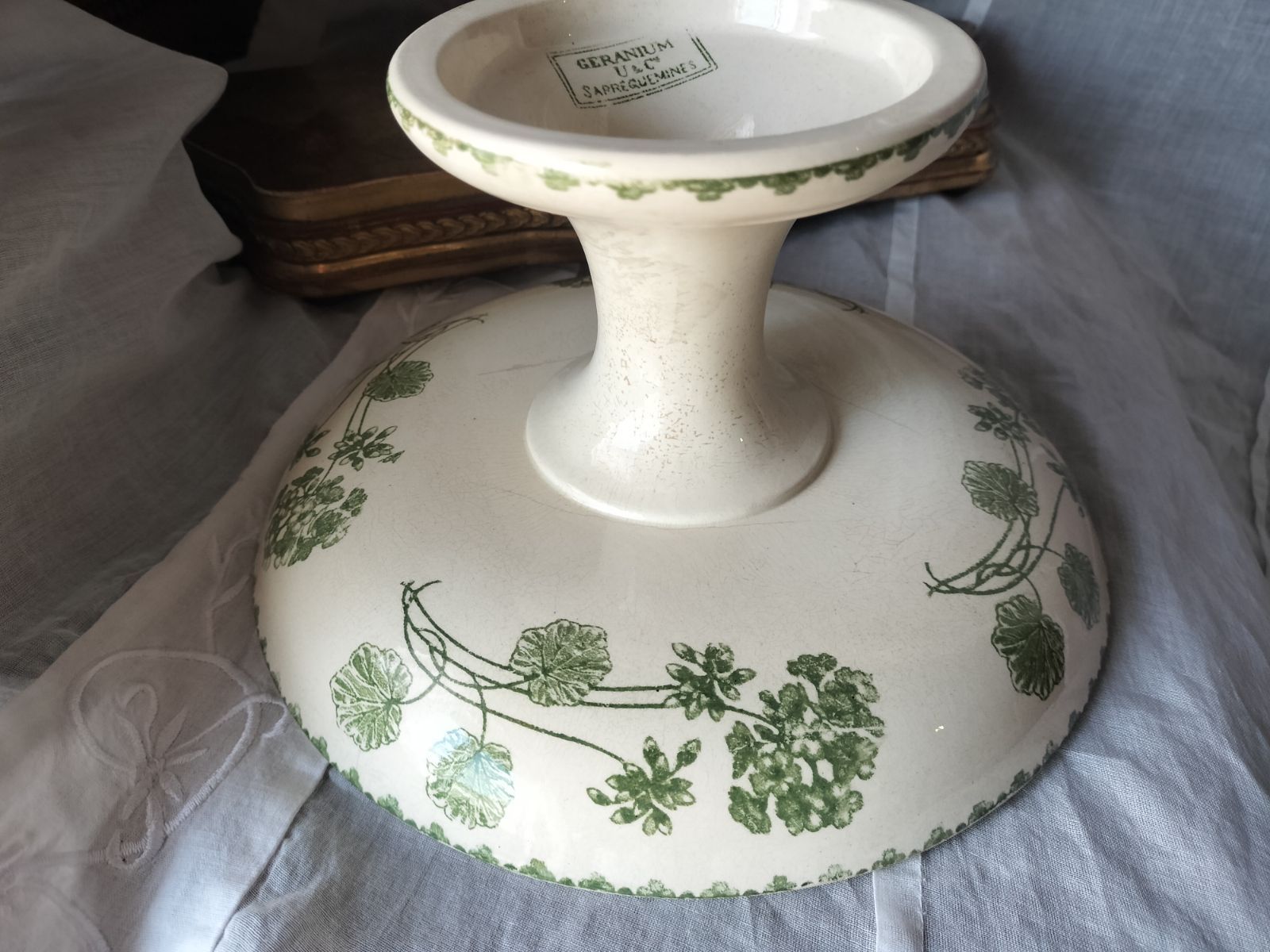 希少　美品　サルグミンヌ　Géranium　コンポティエ　フランスアンティーク フランス アンティーク 絵つき Geranium サルグミンヌ コンポティエ