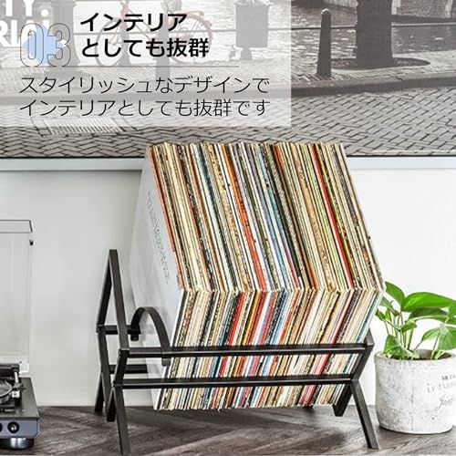 Asdays レコードラック マガジン ブックスタンド 金属製 シェルフ