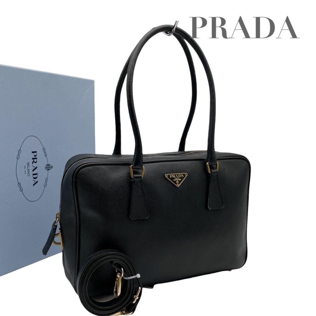 【極美品】プラダ ナイロン 2way ビジネスバッグ 三角ロゴ 白タグ ブラック PRADA（プラダ） 極 美品 三角ロゴ プレート 金具 テスート ナイロン