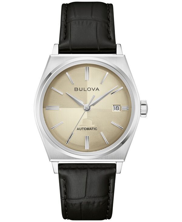 [Free Shipping] Bulova Mens Watch Accessory Mens Frank Sinatra Nothing But The Best Black Leather Strap Watch 40mm Bla