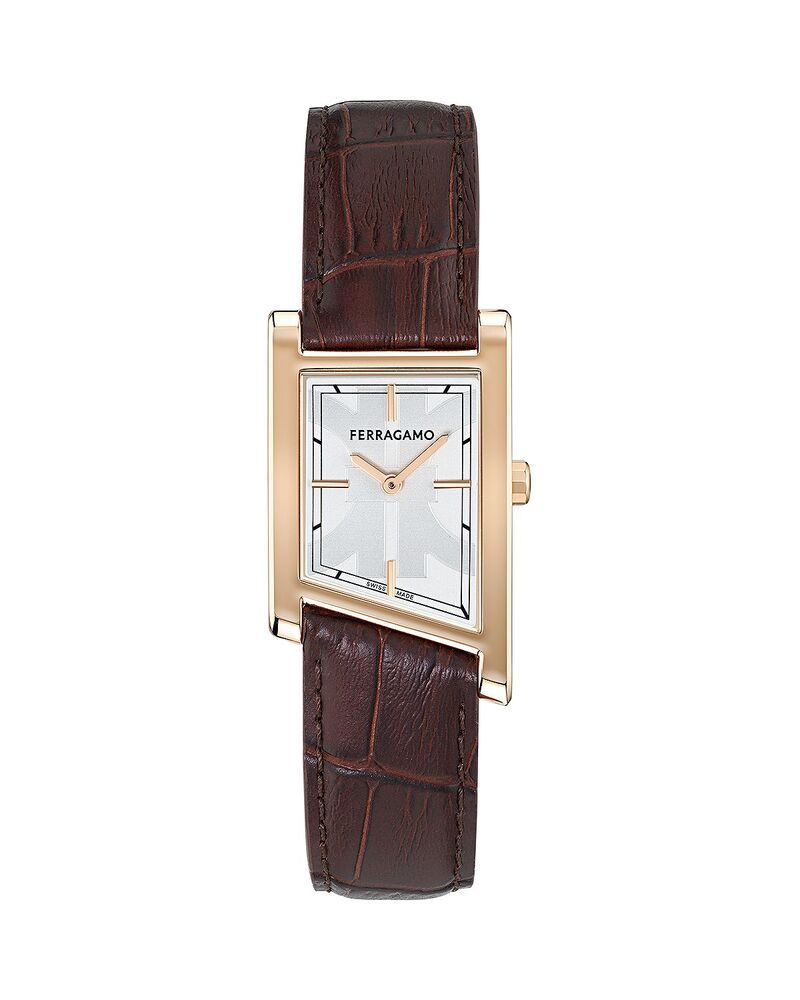 Ferragamo Womens Accessory Watch FERRAGAMO Asymetrique Watch 39mm x 24mm Rose Gold Silver Gold