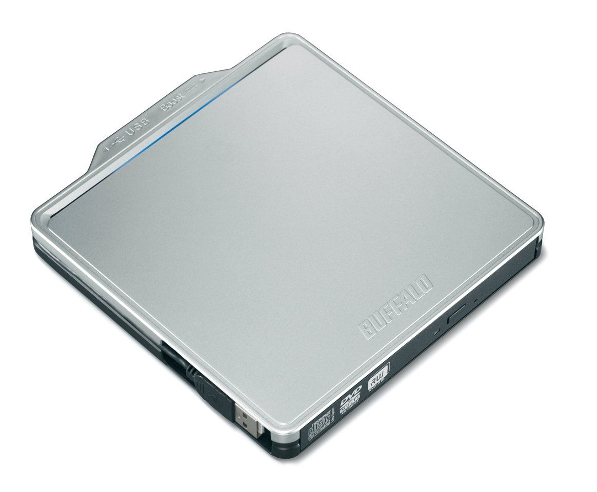 BUFFALO Boostケーブル搭載 ポータブルDVDドライブ シルバー DVSM-PC58U2V-SV