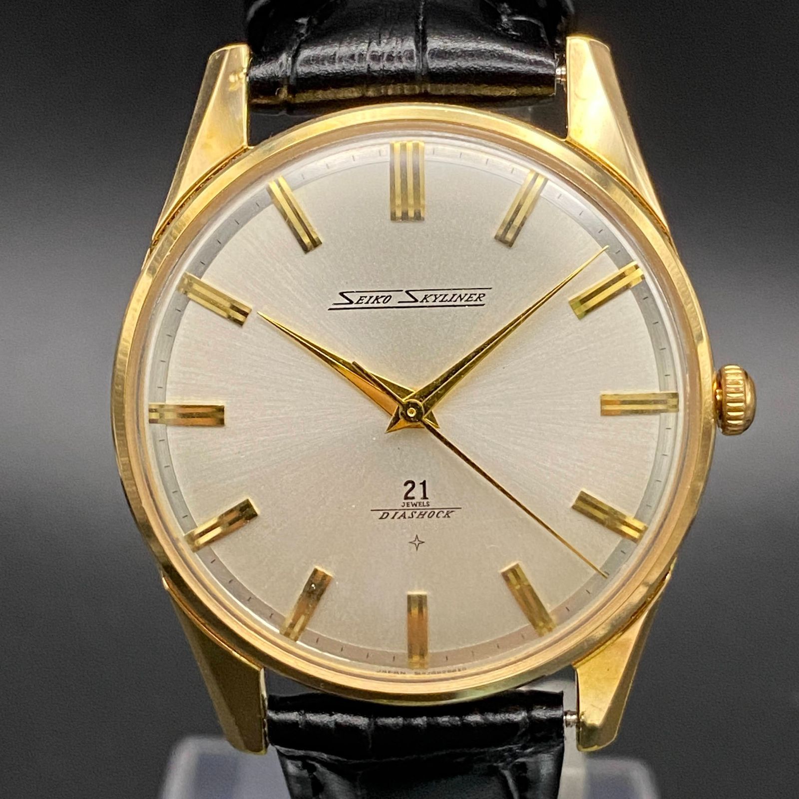 O・H 済 SEIKO スカイライナー21石機械式手巻き精度良好