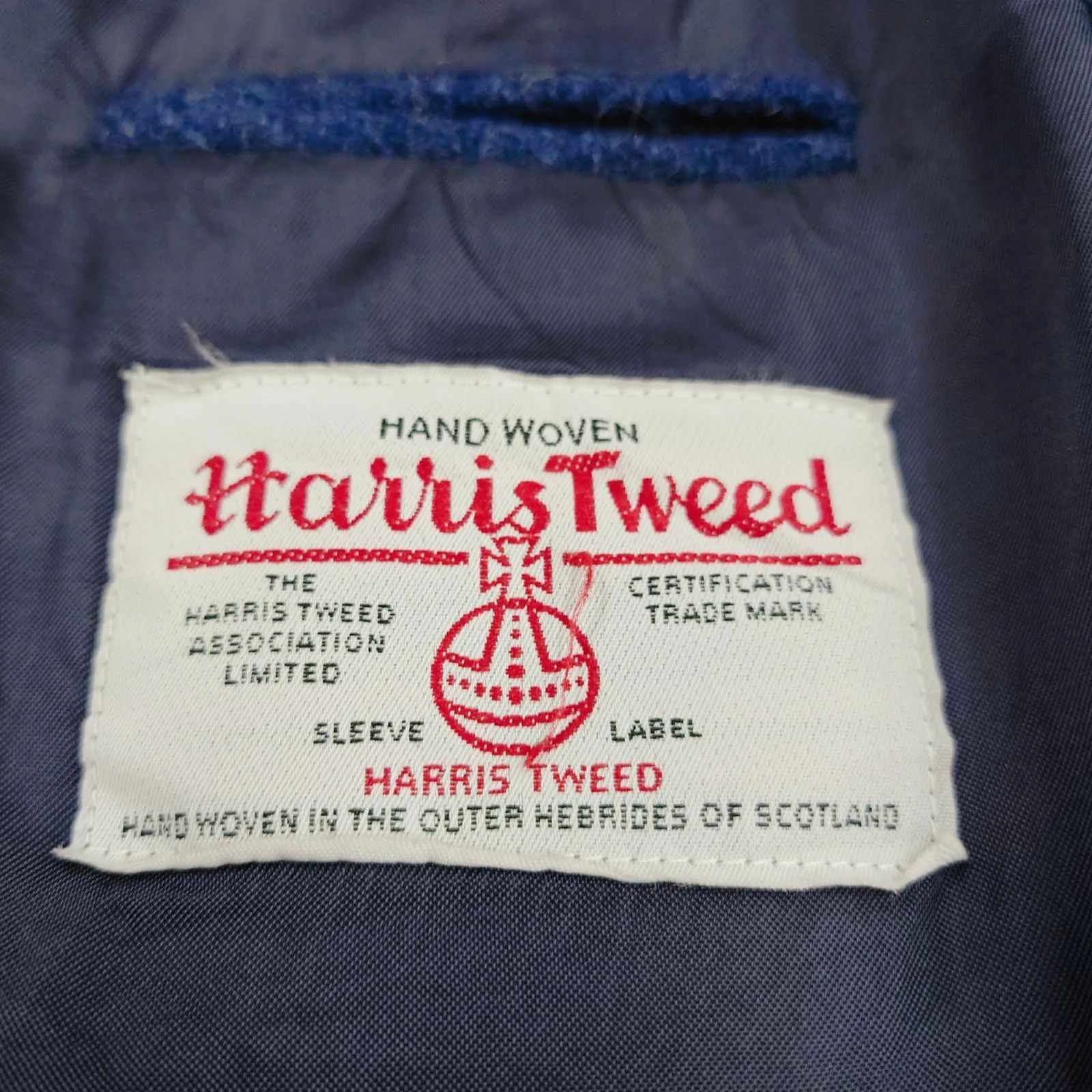 Harris Tweed ハリスツイード テーラードジャケット L相当 ネイビー 