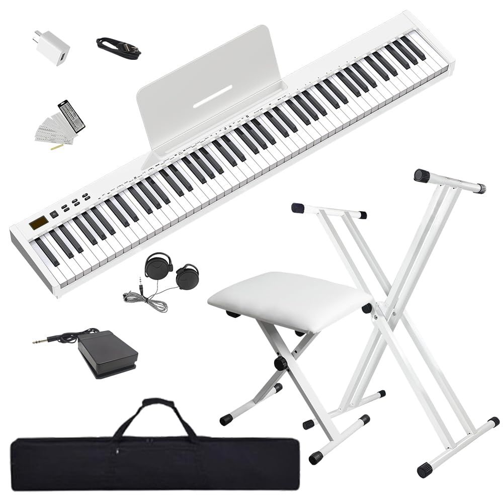 電子ピアノ&専用椅子付き YAMAHA P-525WH ホワイト 電子ピアノ 88鍵盤 専用スタンド・高低自在