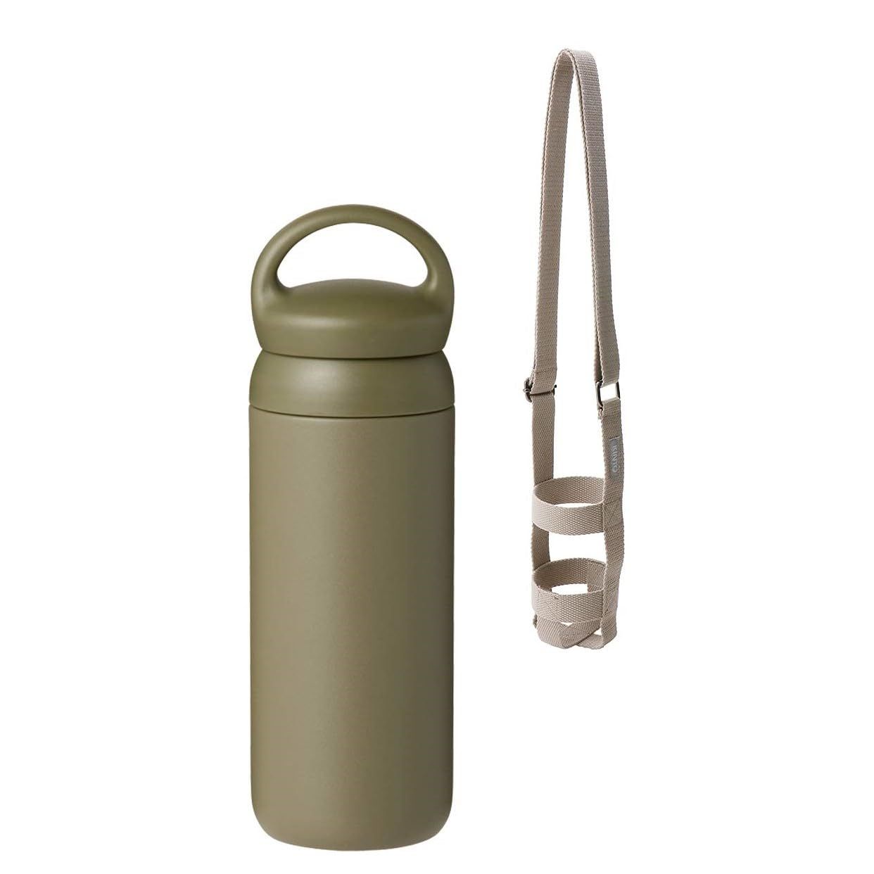 新品 【セット買い】 KINTO (キントー) デイオフタンブラー 500ml カーキ 真空二重構造 保温保冷効果 水筒 21095 & KINTO(キントー) タンブラーストラップ 75mm ベージュ 23373