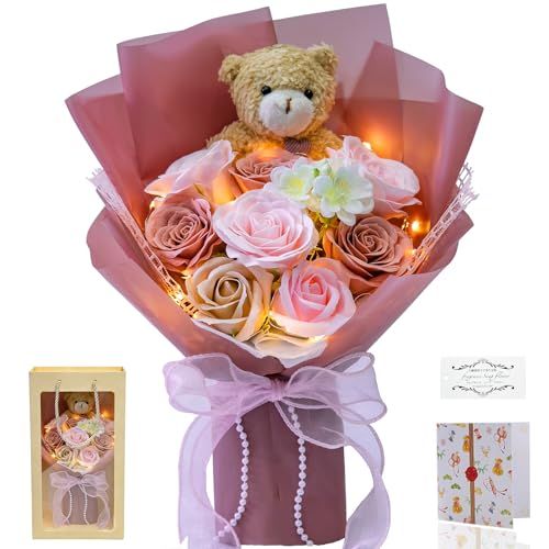 ソープフラワー 母の日 花束 バラ 造花 可愛いくま 誕生日