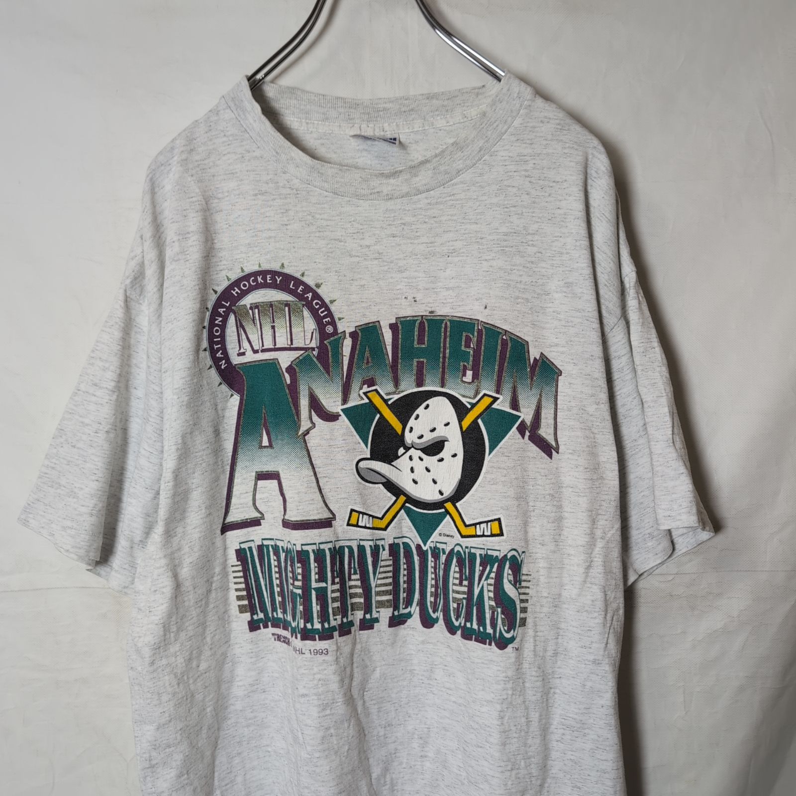 古着 90s USA製 Disney × NHL Mighty Ducks of Anaheimマイティ ダックス オブ アナハイム シングルステッチ Tシャツ