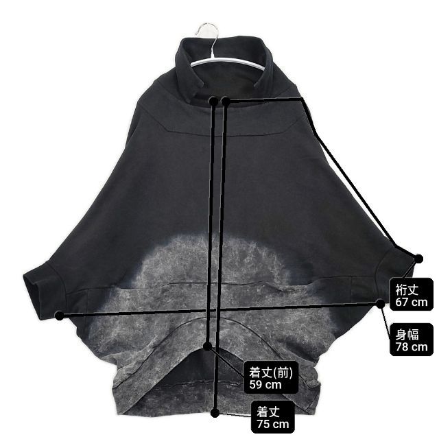 Y's ドルマンスリーブプルオーバースウェット 製品染め加工 YV-T22-677 スウェット 22SS ブラック レディース ワイズ/Yohji【中古】6-0412M∞ Y's ドルマンスリーブプルオーバースウェット 製品染め加工 YV-T22-677