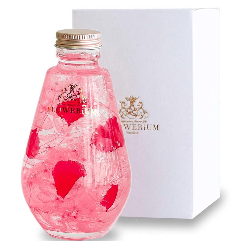 FLOWERiUM ハーバリウム 母の日 カーネーション ギフト 人気 プレゼント 花 フラワーギフト 人気 2026 女性 妻 彼女 結婚 記念日 誕生日 贈り物 日本製 flower お祝い 退職 大切な人 フラワリウム ドロップボトル (ピンク)