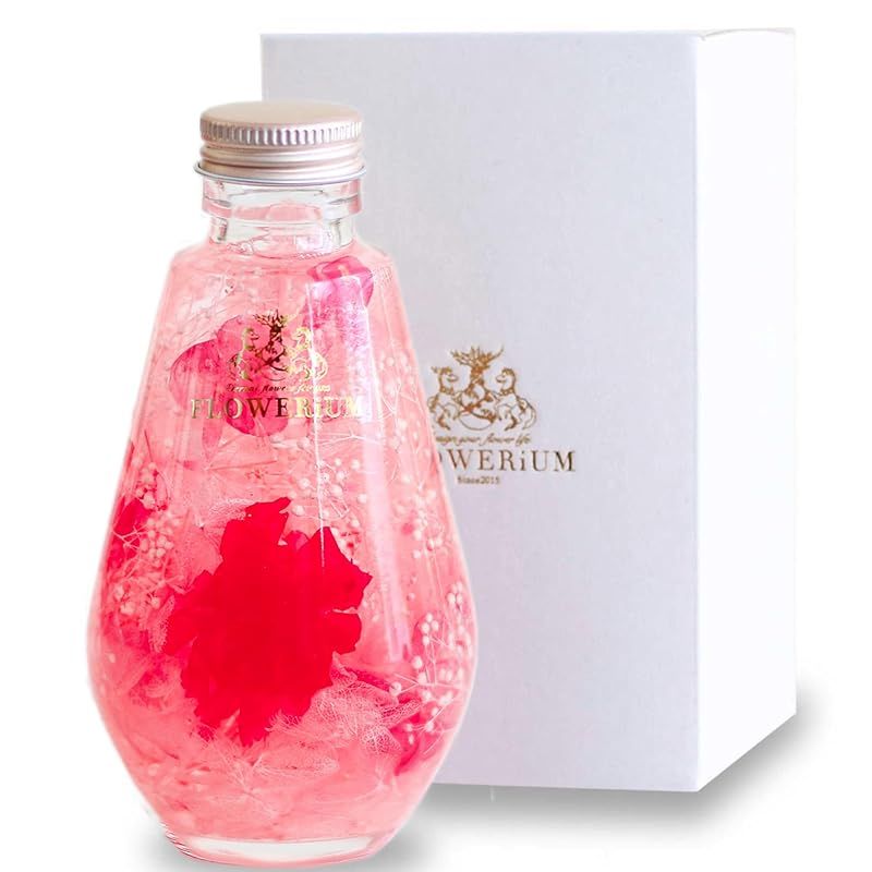 FLOWERiUM ハーバリウム 母の日 ギフト 人気 プレゼント 花 フラワーギフト 人気 2026 女性 妻 彼女 結婚 記念日 誕生日 贈り物 日本製 flower お祝い 退職 大切な人 フラワリウム ドロップボトル (カーネーション ピンク)