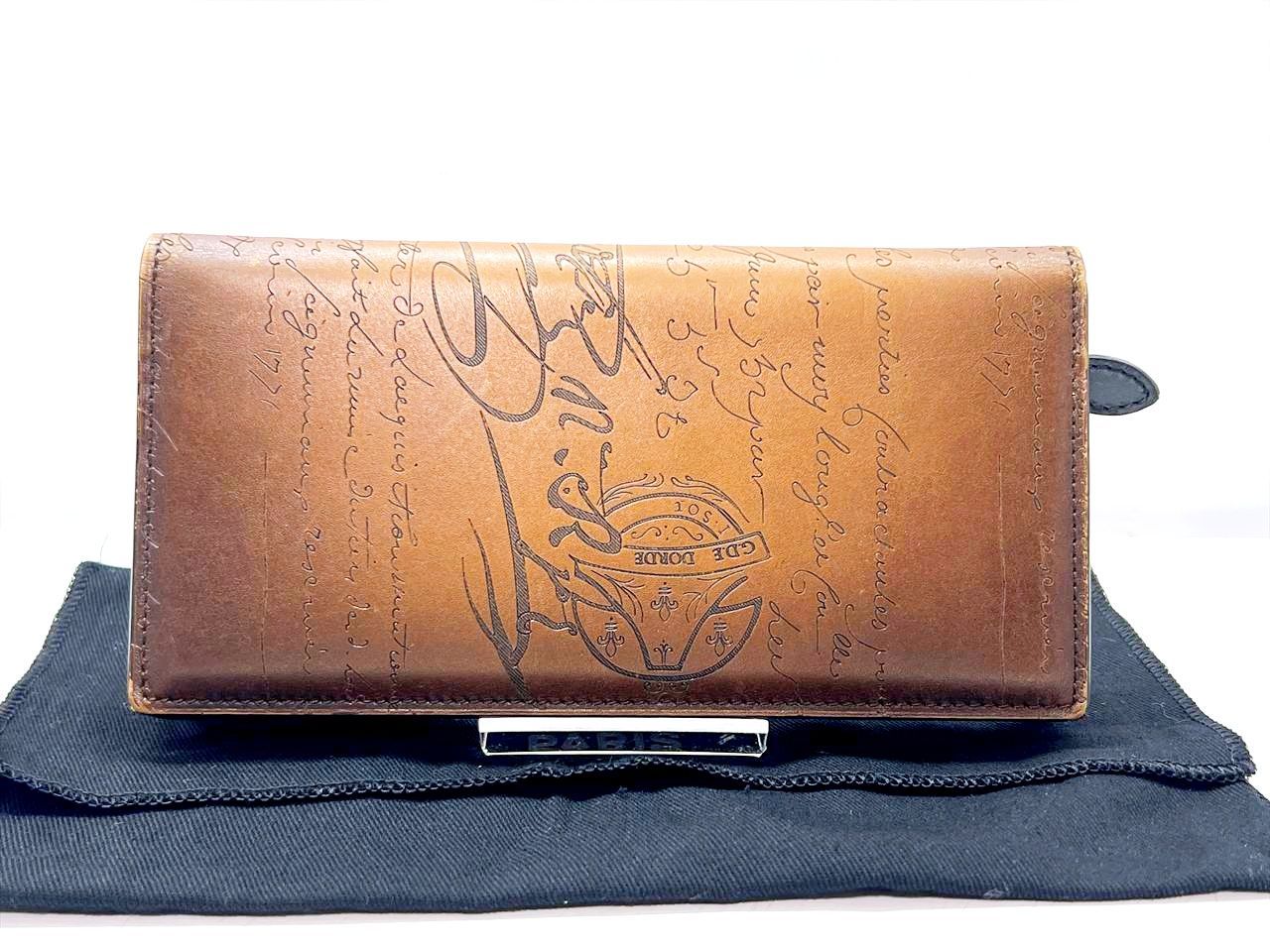 良好品 Berluti ベルルッティ サンタル フラップ ロングウォレット 二