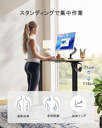 ErGear 電動 昇降デスク 一枚板 スタンディングデスク 無段階高さ調節