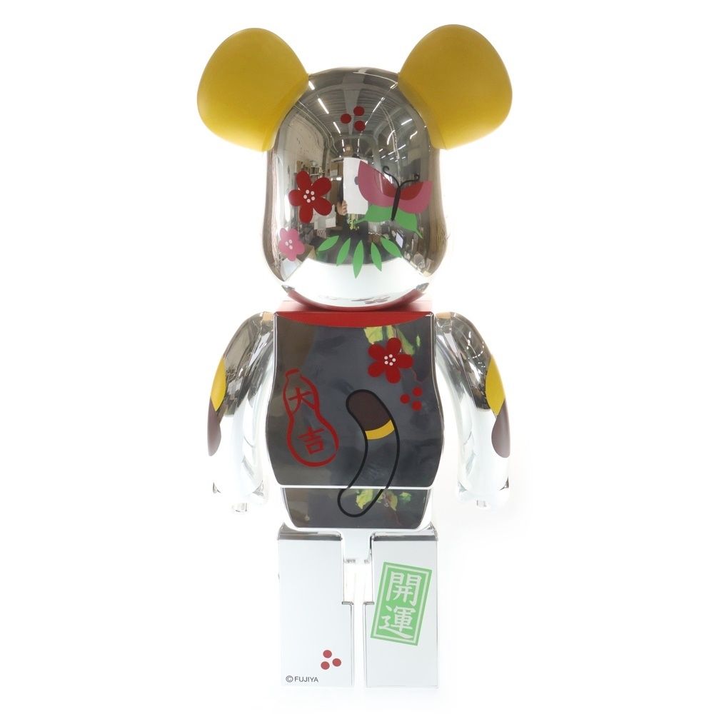 BE@RBRICK (ベアブリック) ×不二家 ペコちゃん 招き猫 福銀メッキ 1000