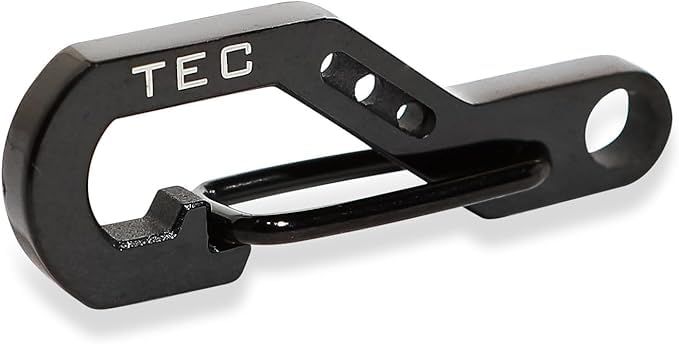 TEC Accessories パイソンクリップ ブラック (5個パック) - ステンレススチールキーチェーンカラビナ ゲートガード付き [ブラック] [Five (5) Pack]
