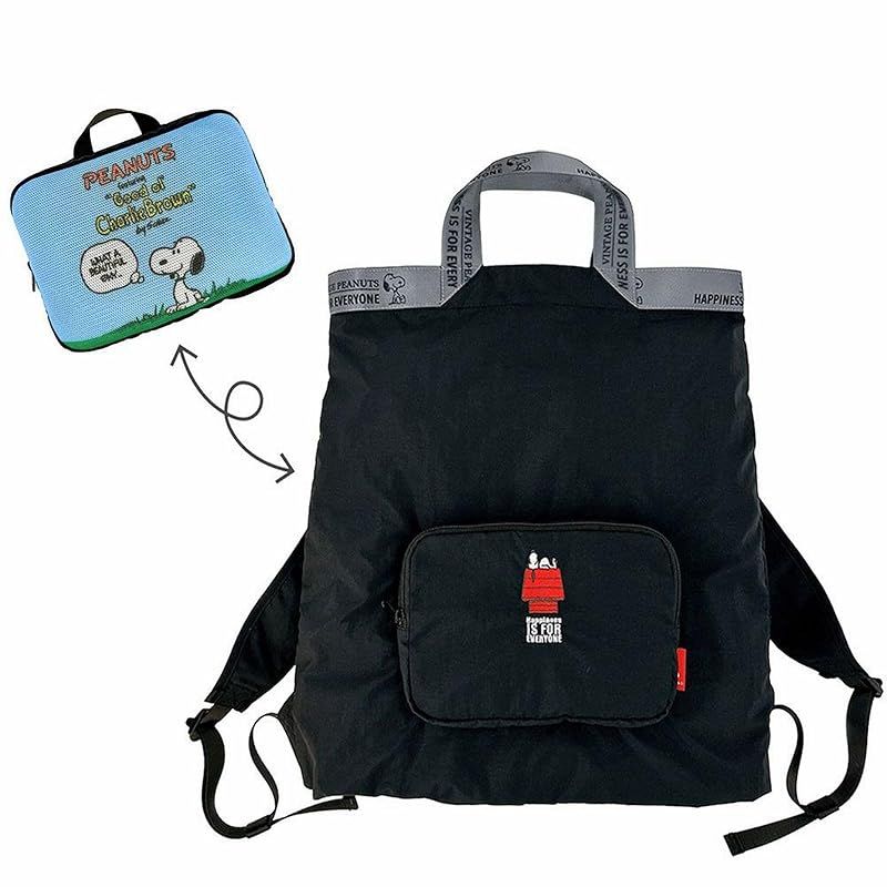 【新品】 [ルートート] トートバッグ レディース スヌーピー 刺繍 A4 軽量 折りたたみ リュック型 2Way IP.メッケル.ピーナッツ-1D 1