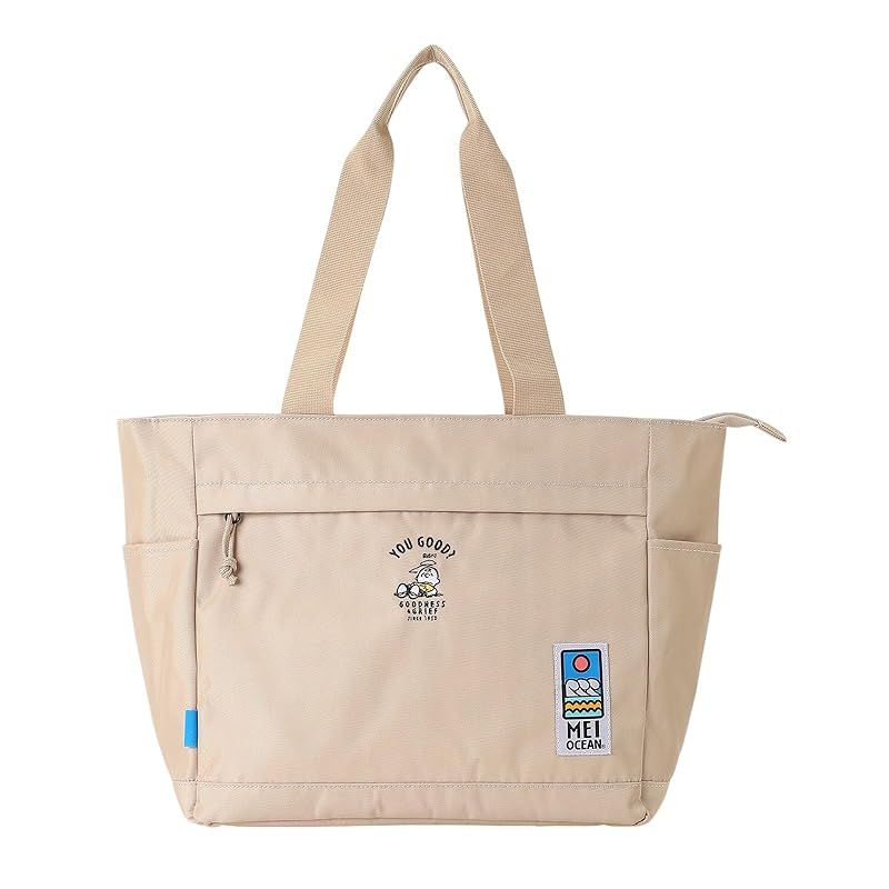 【新品】 [メイオーシャン] トートバッグ [ピーナッツ75周年シリーズ] 13L (内側総柄プリント)[ 62108 / PEANUTS tote ] 大きめ A4収納 BE_ベージュ FR 1
