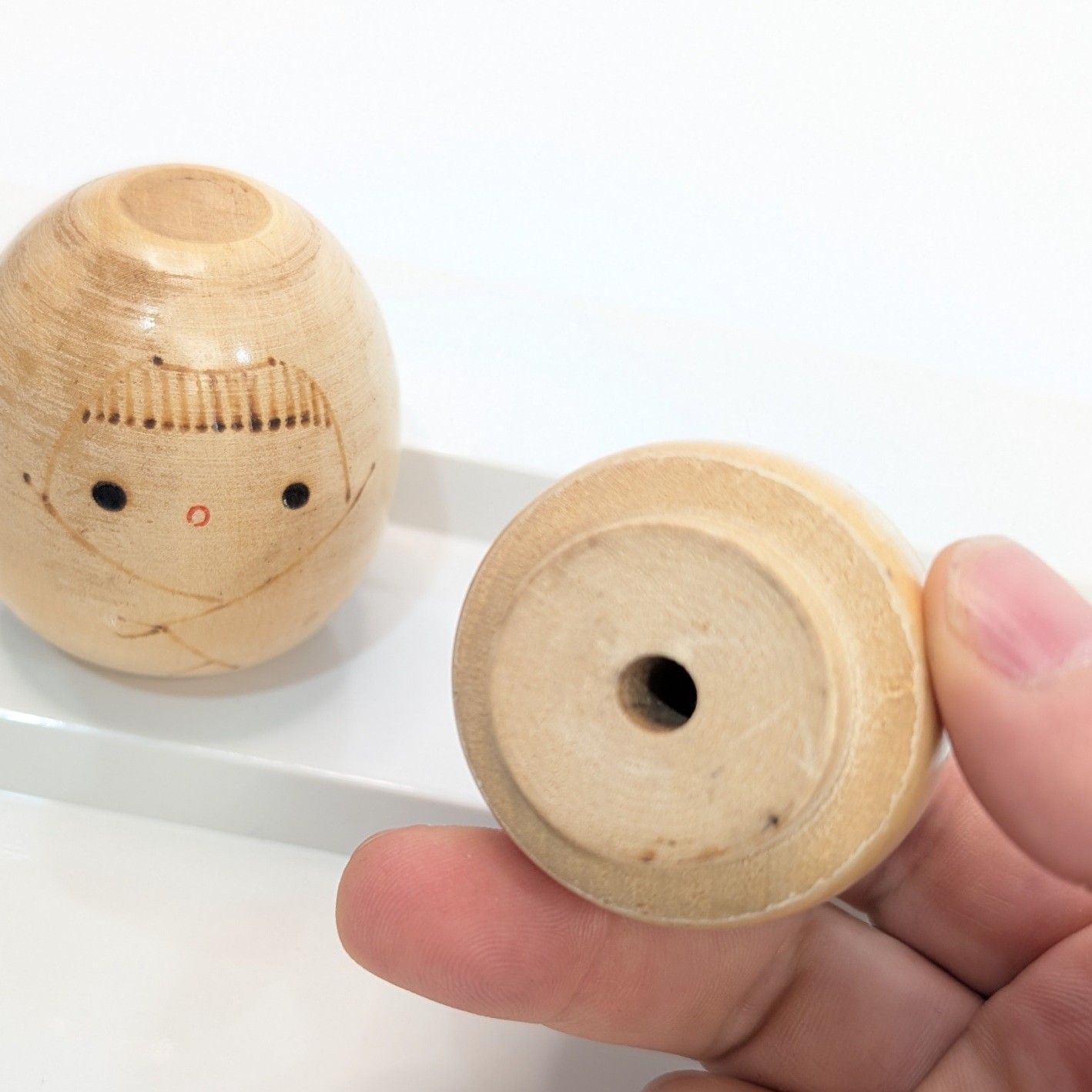 昭和レトロ 一雪工房 創作こけし 栗林一雪 こけし 大 卵型 木工芸 郷土