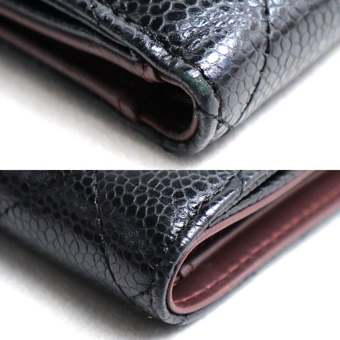 CHANEL 二つ折り財布 マトラッセ ブラック CHANEL シャネル マトラッセ ダブルホック 二つ折り財布 ブラック