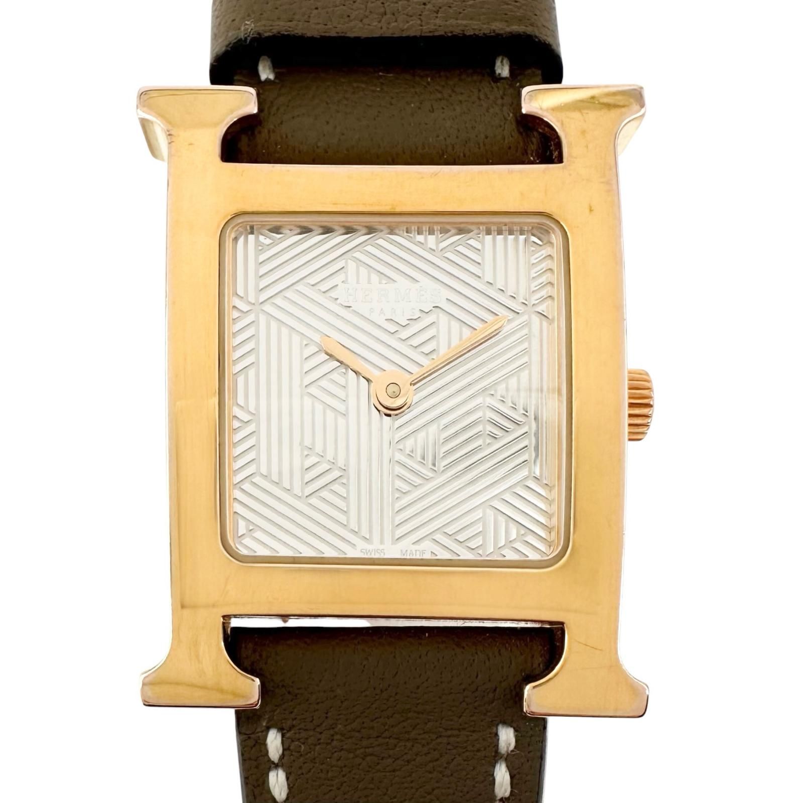 美品 HERMES エルメス Hウォッチ HH1.202c 腕時計 イエローゴールド 