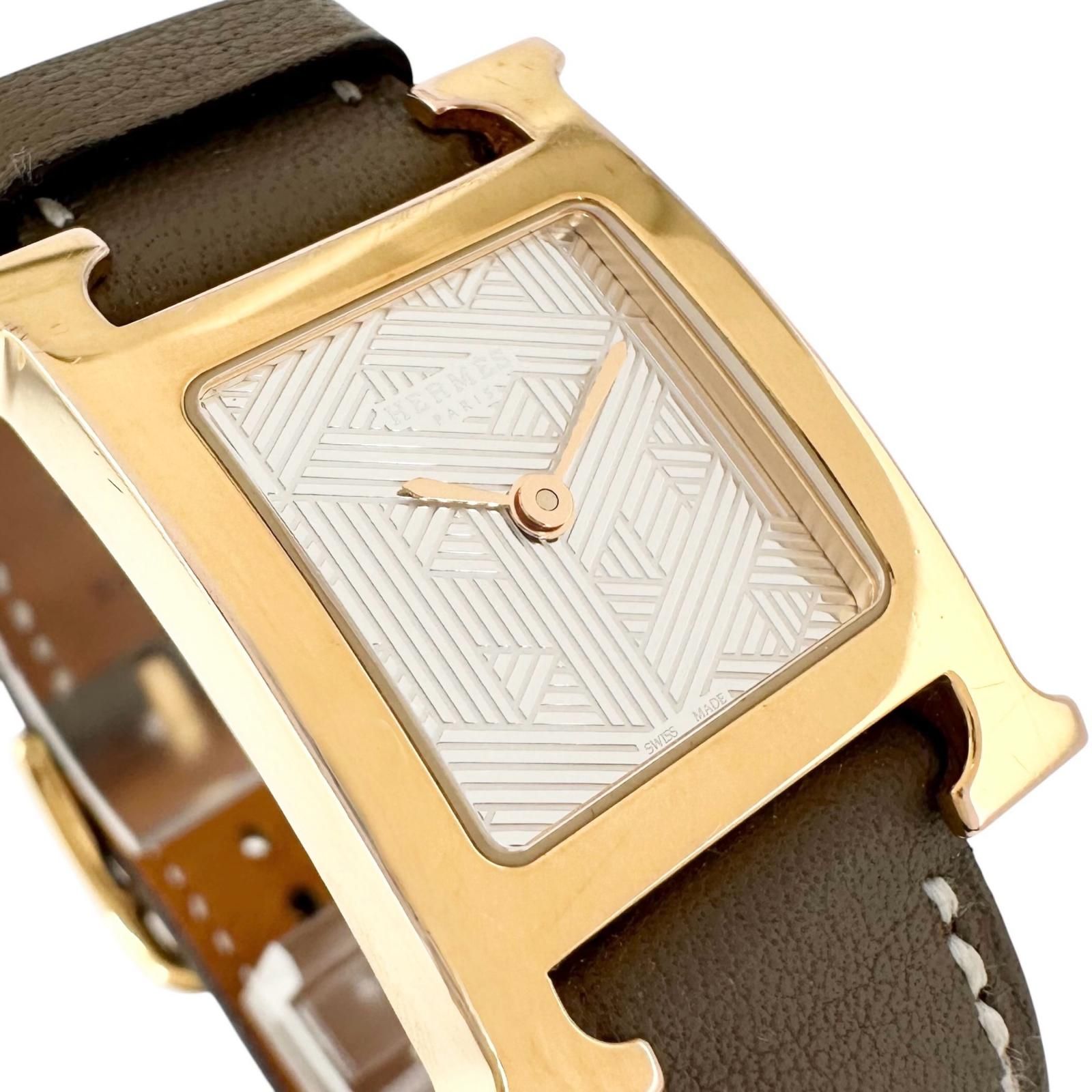 美品 HERMES エルメス Hウォッチ HH1.202c 腕時計 イエローゴールド 