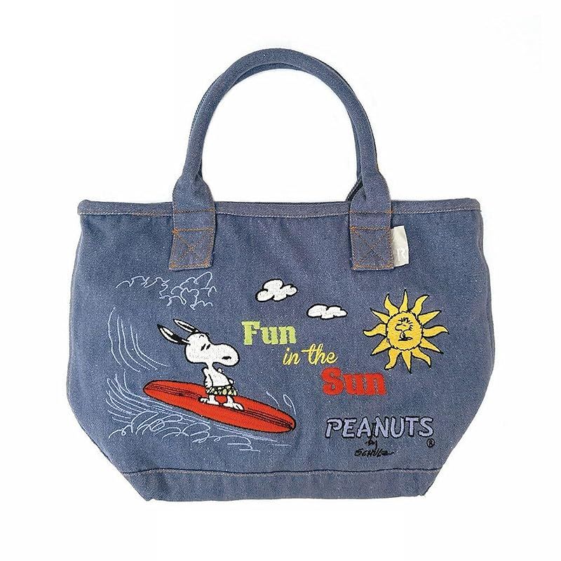 【新品】 スヌーピー デニム風 トートバッグ 刺繍 IP.デリ.シシュウ.ピーナッツ-0B 1