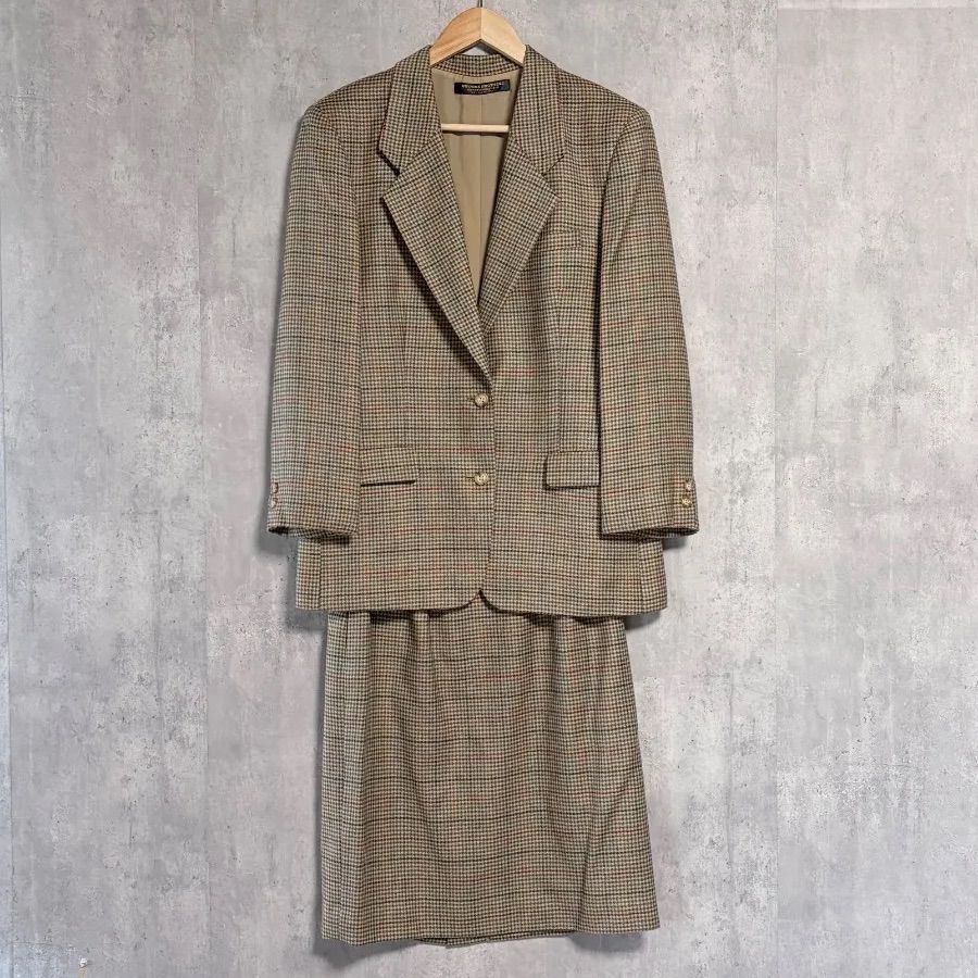 【美品/希少】Brooks Brothers ブルックスブラザーズ スカートスーツ セットアップ 90s ガンクラブチェック ウール キュプラ 日本製 9号/M相当