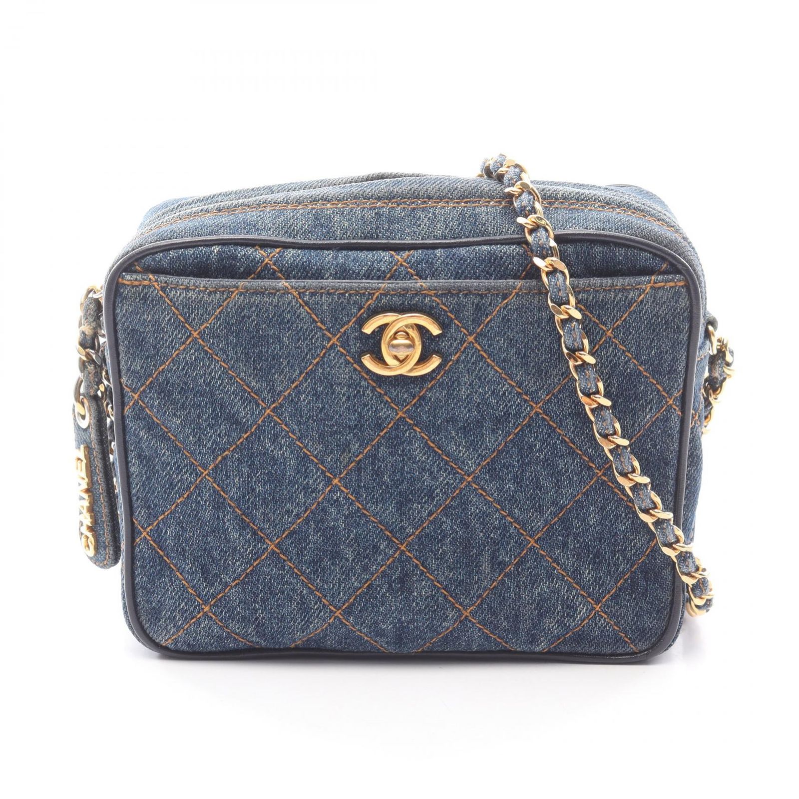 シャネル CHANEL ショルダーバッグ マトラッセ ミニ デニムブルー 