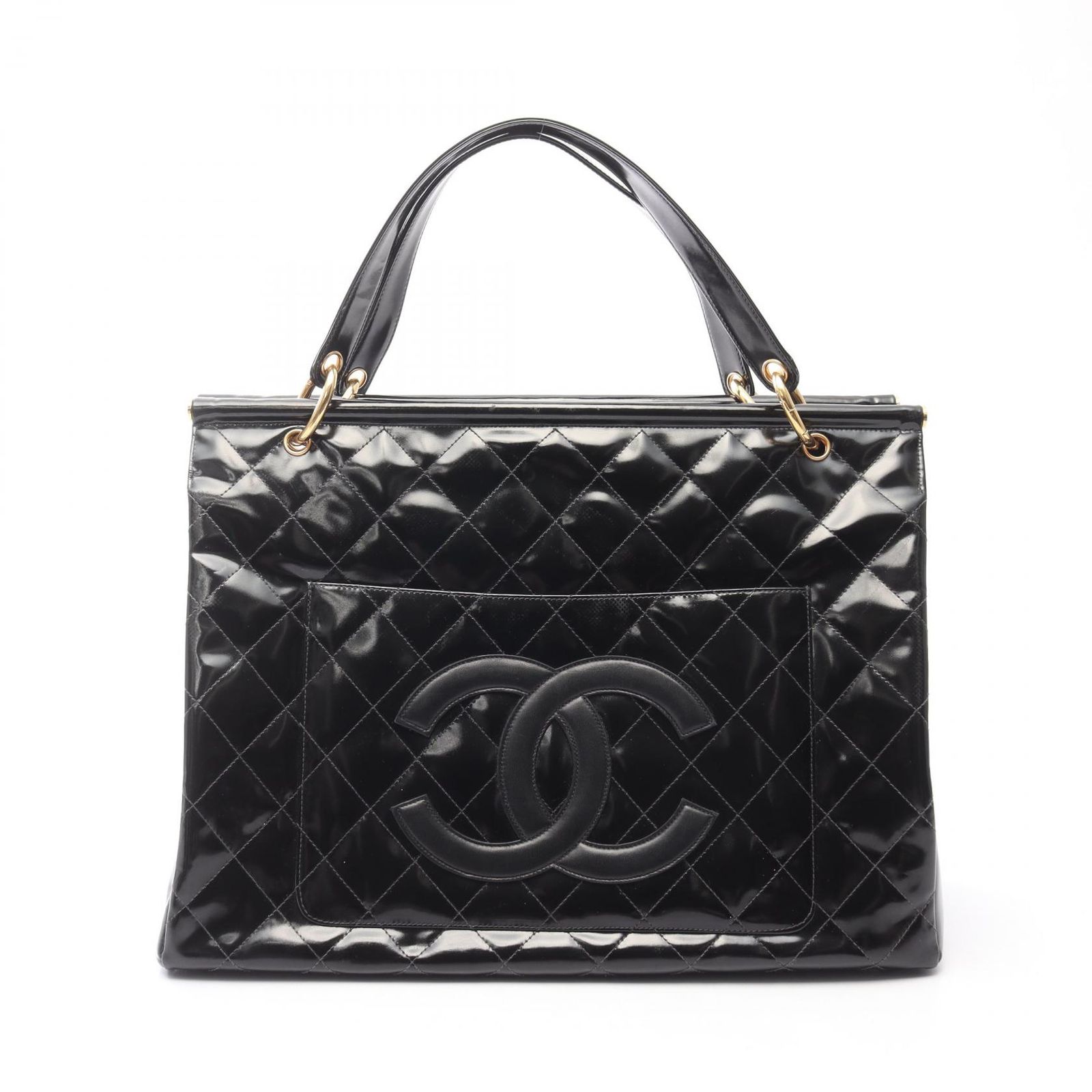シャネル CHANEL トートバッグ マトラッセ ブラック パテントレザー