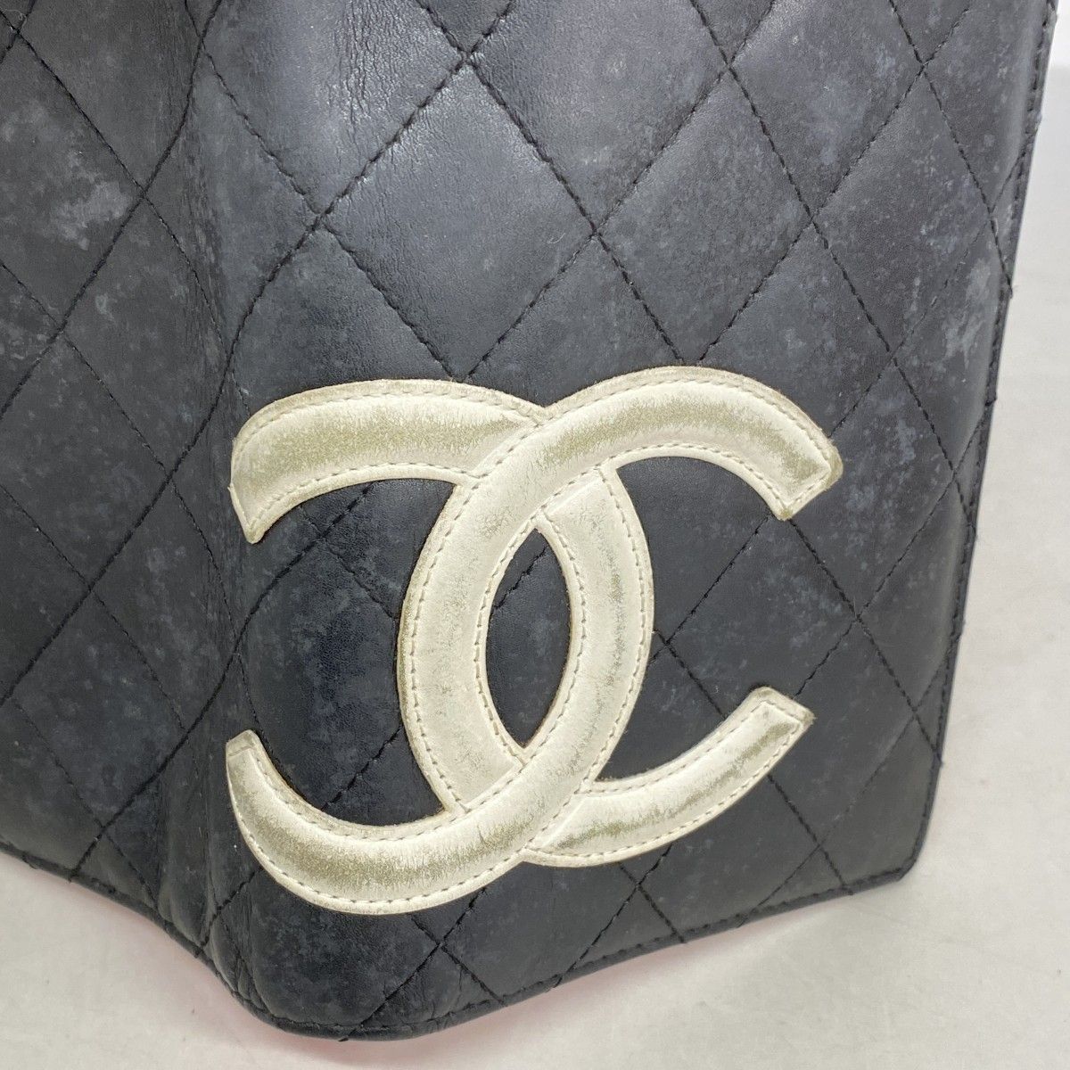 【6db1390-k】シャネル 長財布 カンボン ラムスキン ブラック シルバー金具【中古】レディース C (やや傷や汚れあり)】☆最終価格【6db1390-k】シャネル 長財布