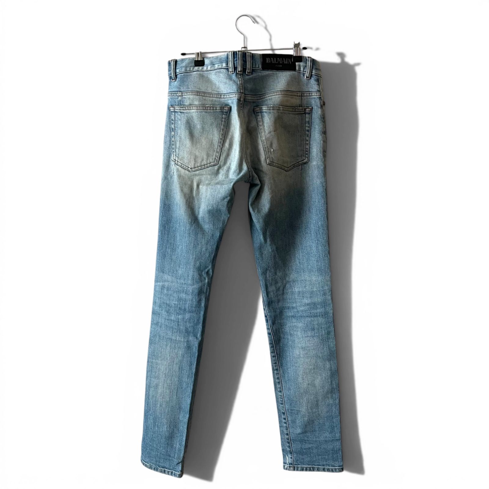 BALMAIN ダメージ加工スキニージーンズ 40 BALMAIN バルマン ダメージ加工デニム テーパード スキニー ジーンズ
