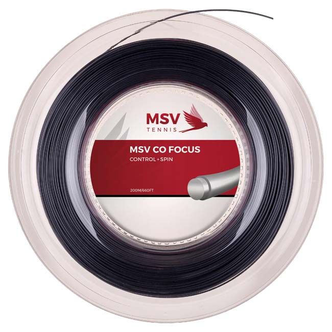 ブラック//MSV(エムエスブイ) Co Focus Coフォーカス 1.18／1.23／1.27mm 200Mロール 硬式テニス ポリエステルガット(26y4m)(020179999)
