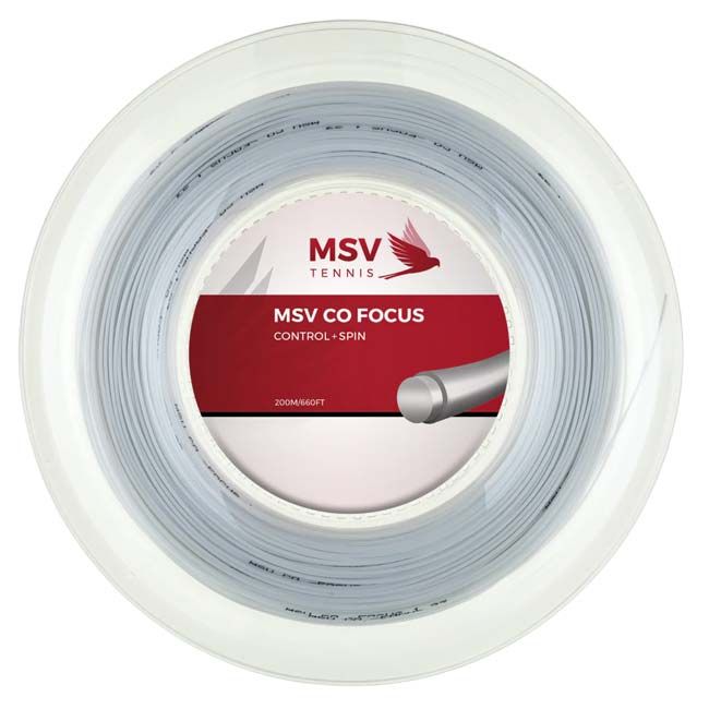 ホワイト//MSV(エムエスブイ) Co Focus Coフォーカス 1.18／1.23／1.27mm 200Mロール 硬式テニス ポリエステルガット(26y4m)(020179999)