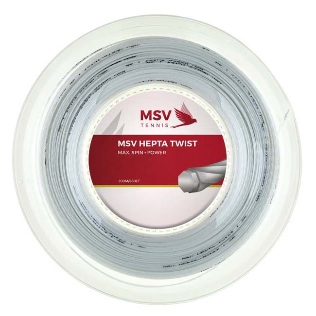 ホワイト//MSV(エムエスブイ) HEPTA TWIST ヘプタ ツイスト 1.15／1.20／1.25／1.30mm 200Mロール 硬式テニス ポリエステルガット(26y4m)(020179996)
