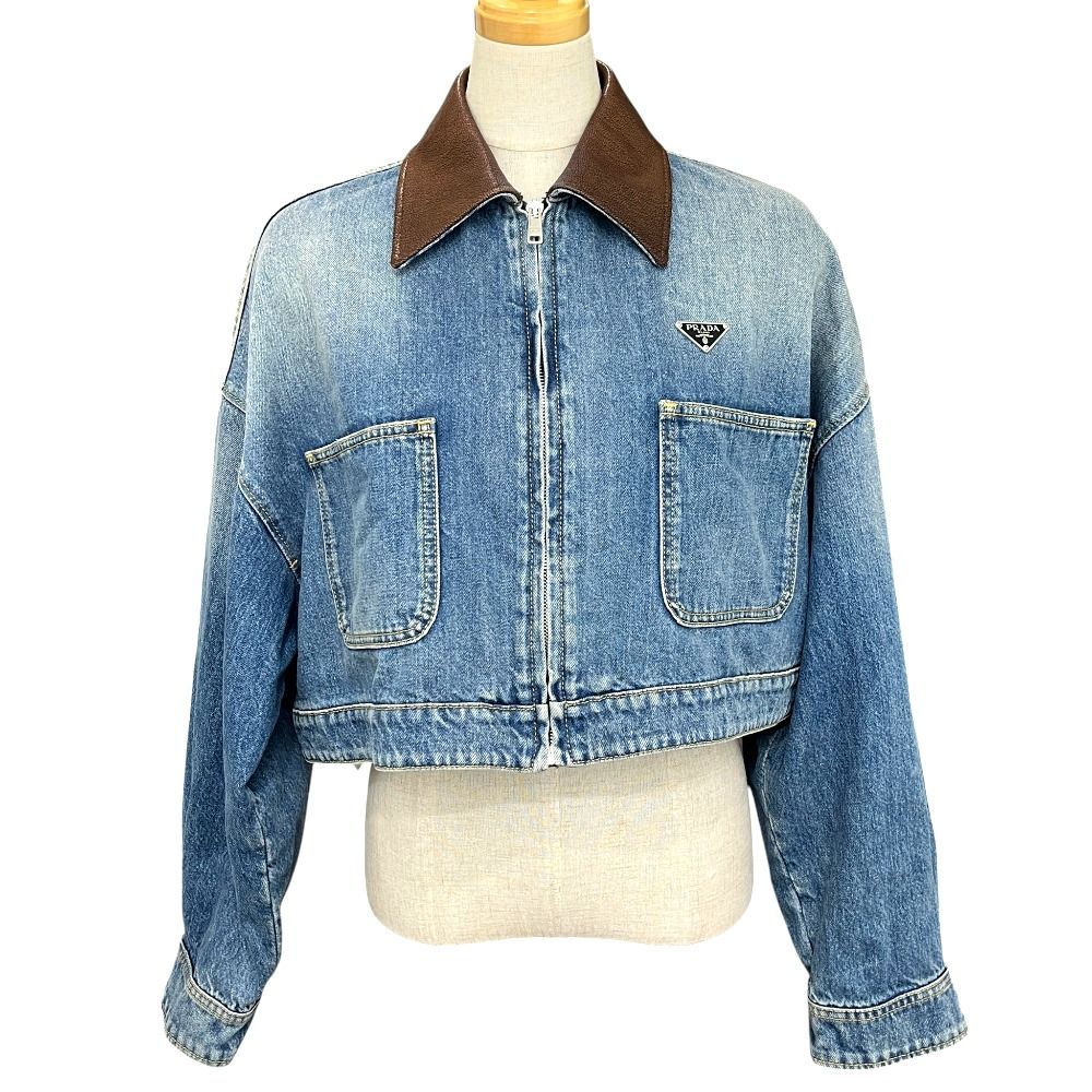 PRADA プラダ ジャケット トライアングルプレート 襟元レザー RN.98339