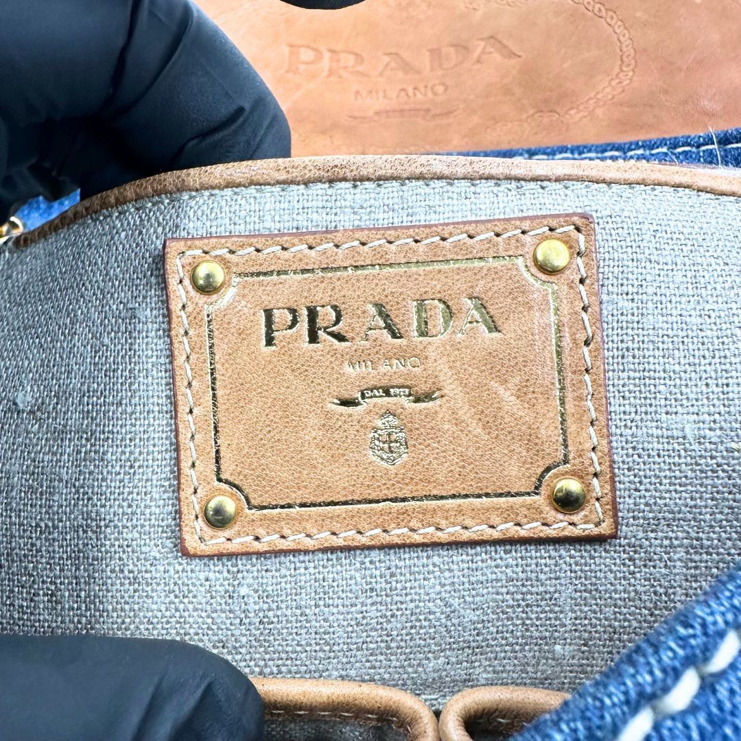 美品】Prada デニム チェーンショルダーバッグ - メルカリ