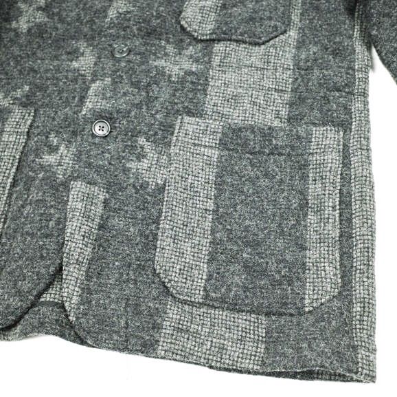 Engineered Garments x WOOLRICH エンジニアードガーメンツ ウールリッチ 別注 アメリカ製 BENSON JACKET - Stars and Stripes ベンソンジャケット 星条旗 S Dark Grey アウター【中古】【Engineered Garments × WOOLRICH】 Engineered Garments x WOOLRICH エンジニアードガーメンツ ウール