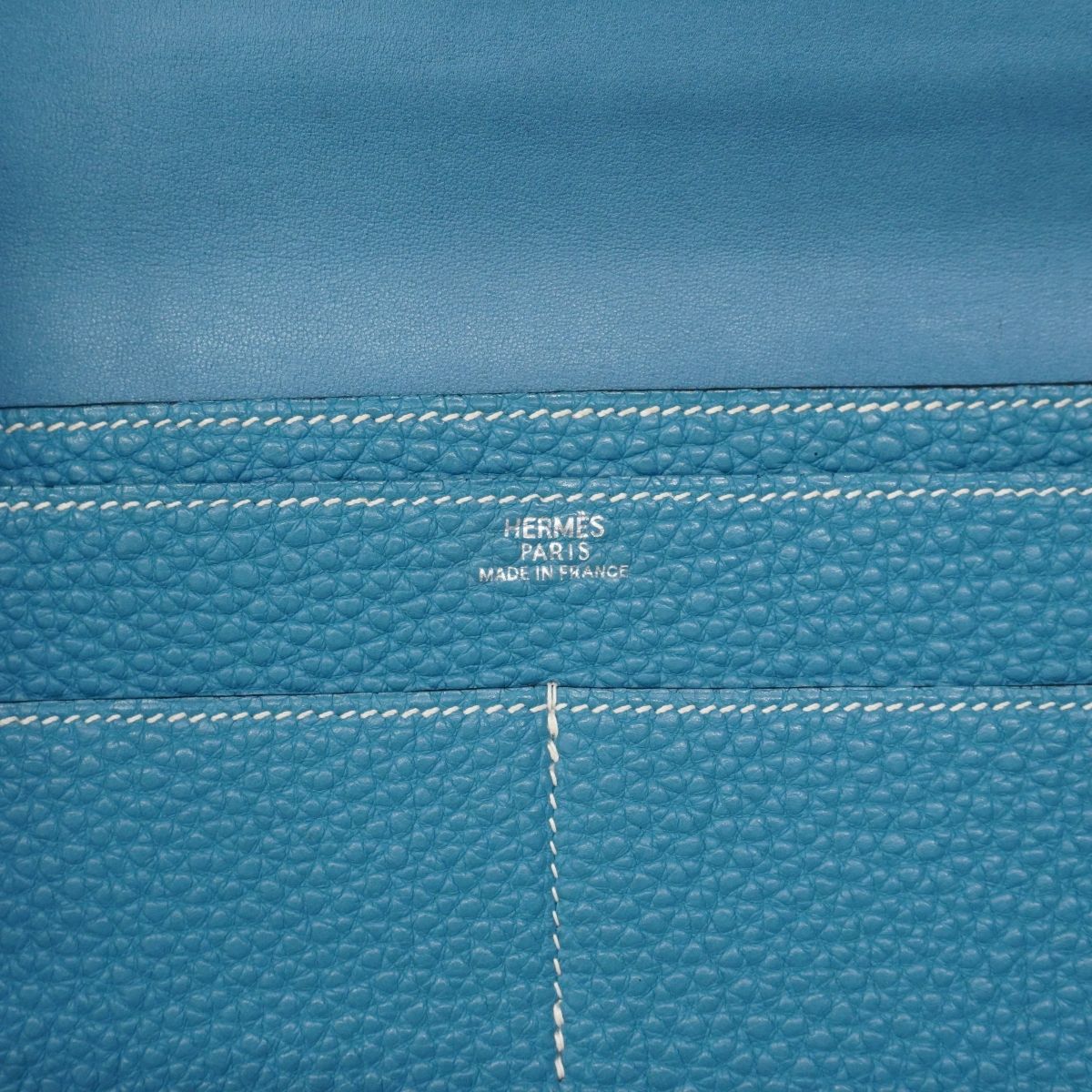 ☆SALE【6db2179】エルメス 長財布 ドゴンGM トゴ ブルージーン