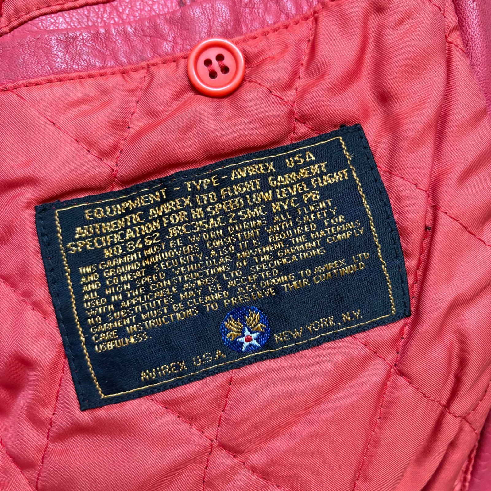古着 AVIREX 刺繍 アーチロゴ オールレザー スタジャン S 短丈 AVIREX アヴィレックス レザー スタジャン ジャケット S 赤 アーチロゴ