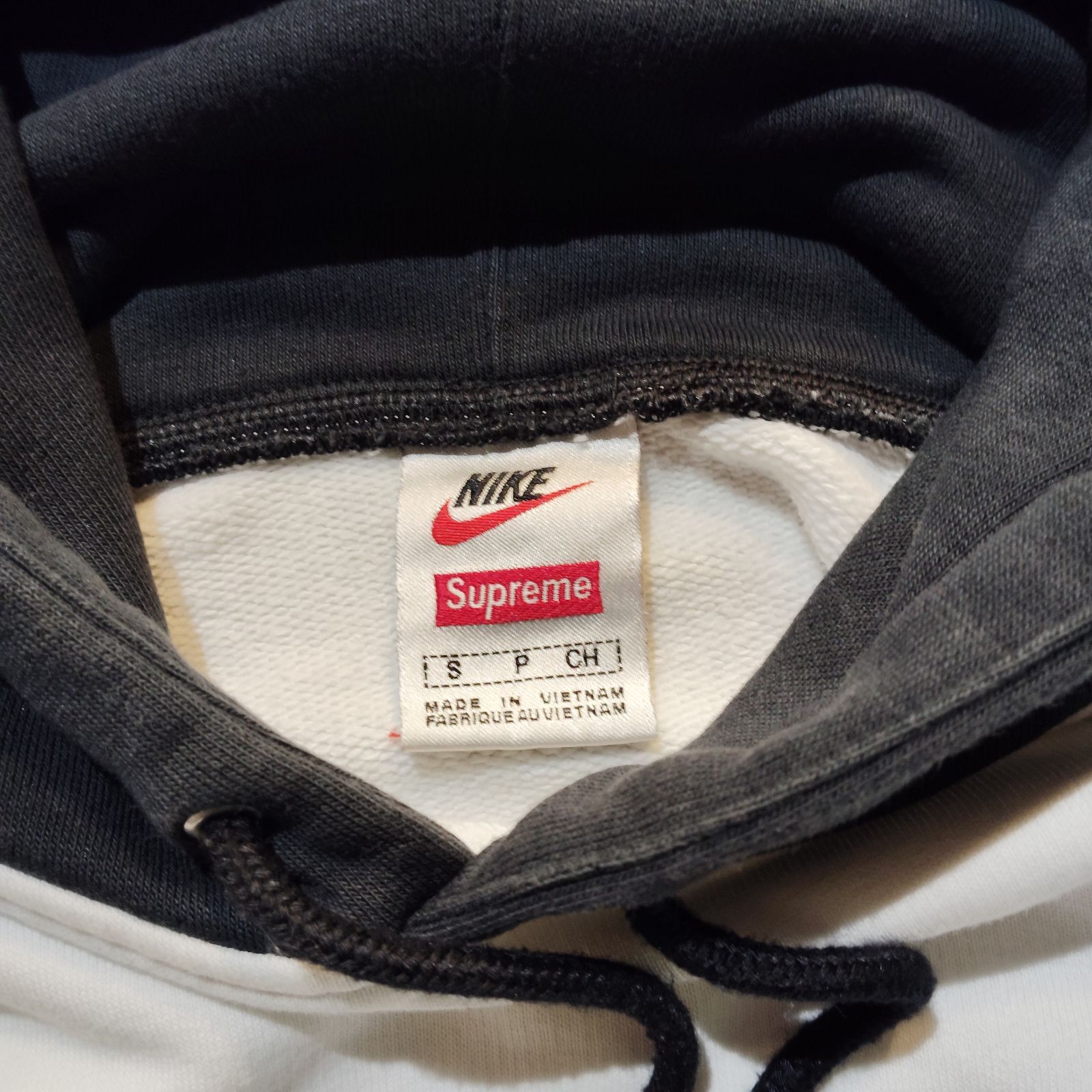 Supreme × NIKE Stripe Hooded Sweatshirt ブラック×ホワイト S