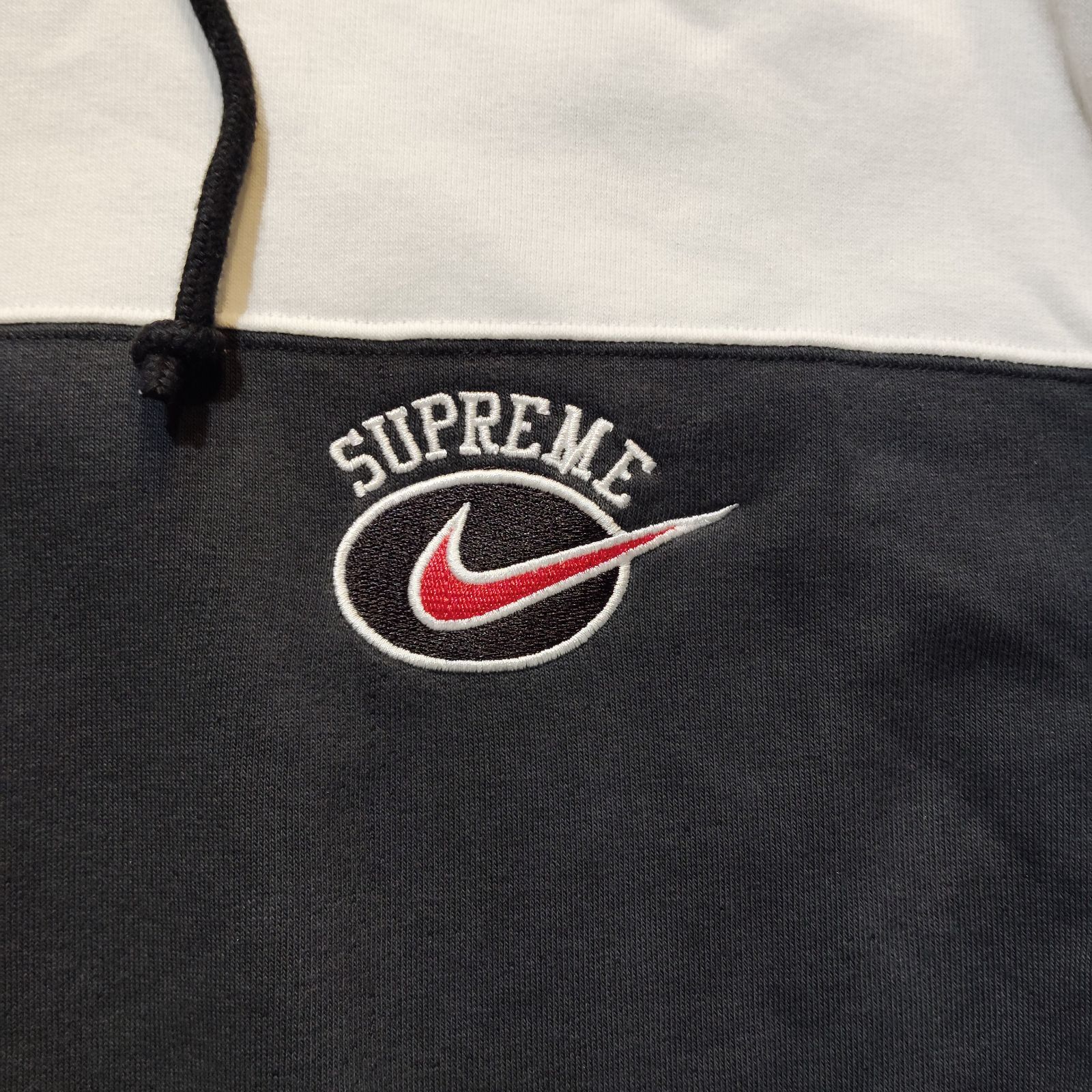 Supreme × NIKE Stripe Hooded Sweatshirt ブラック×ホワイト S